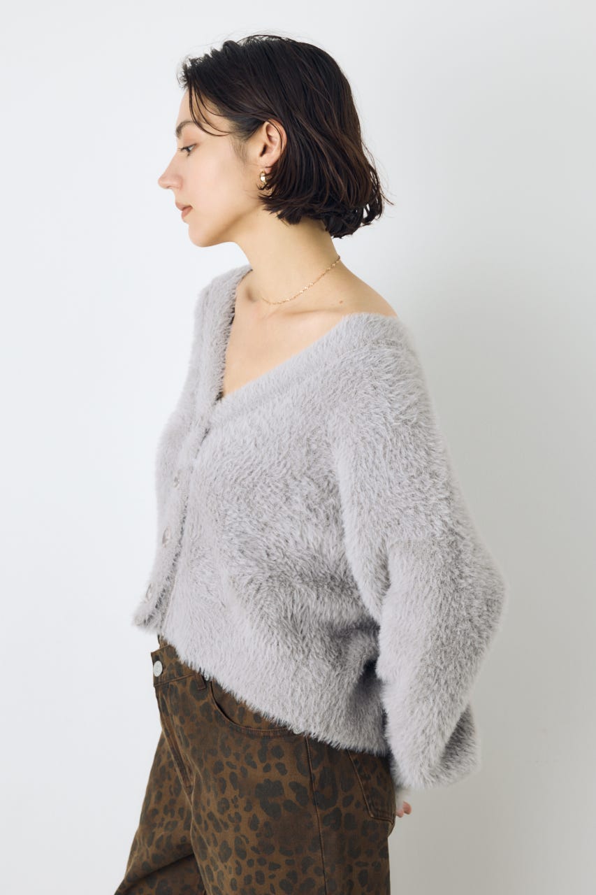 モヘヤライクニットカーディガン GRY S