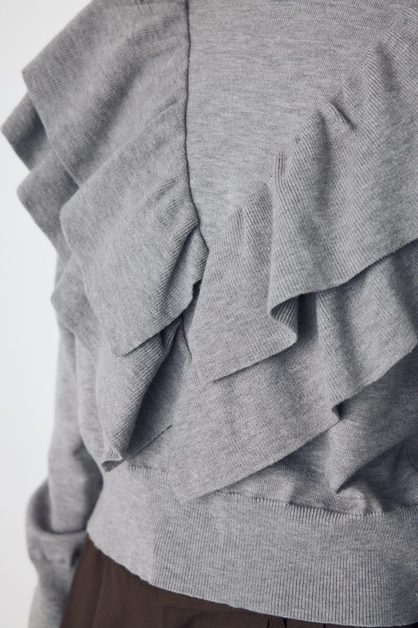 ラッフルショルダーニットトップス T.GRY FREE
