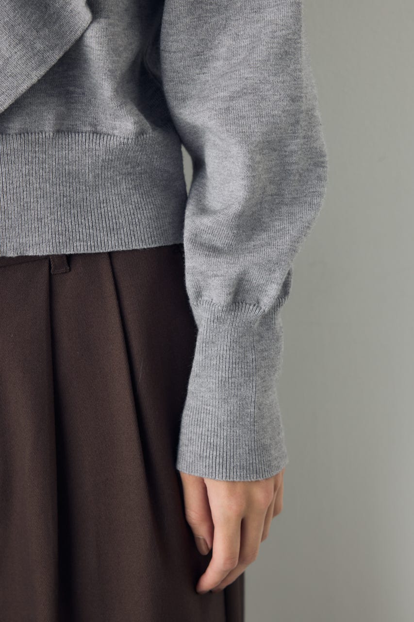 ラッフルショルダーニットトップス T.GRY FREE