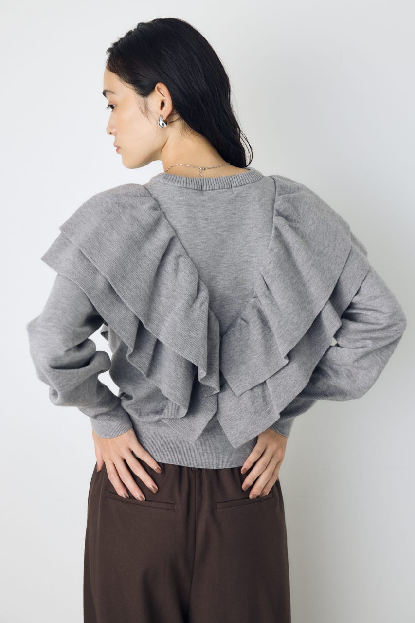 ラッフルショルダーニットトップス T.GRY FREE