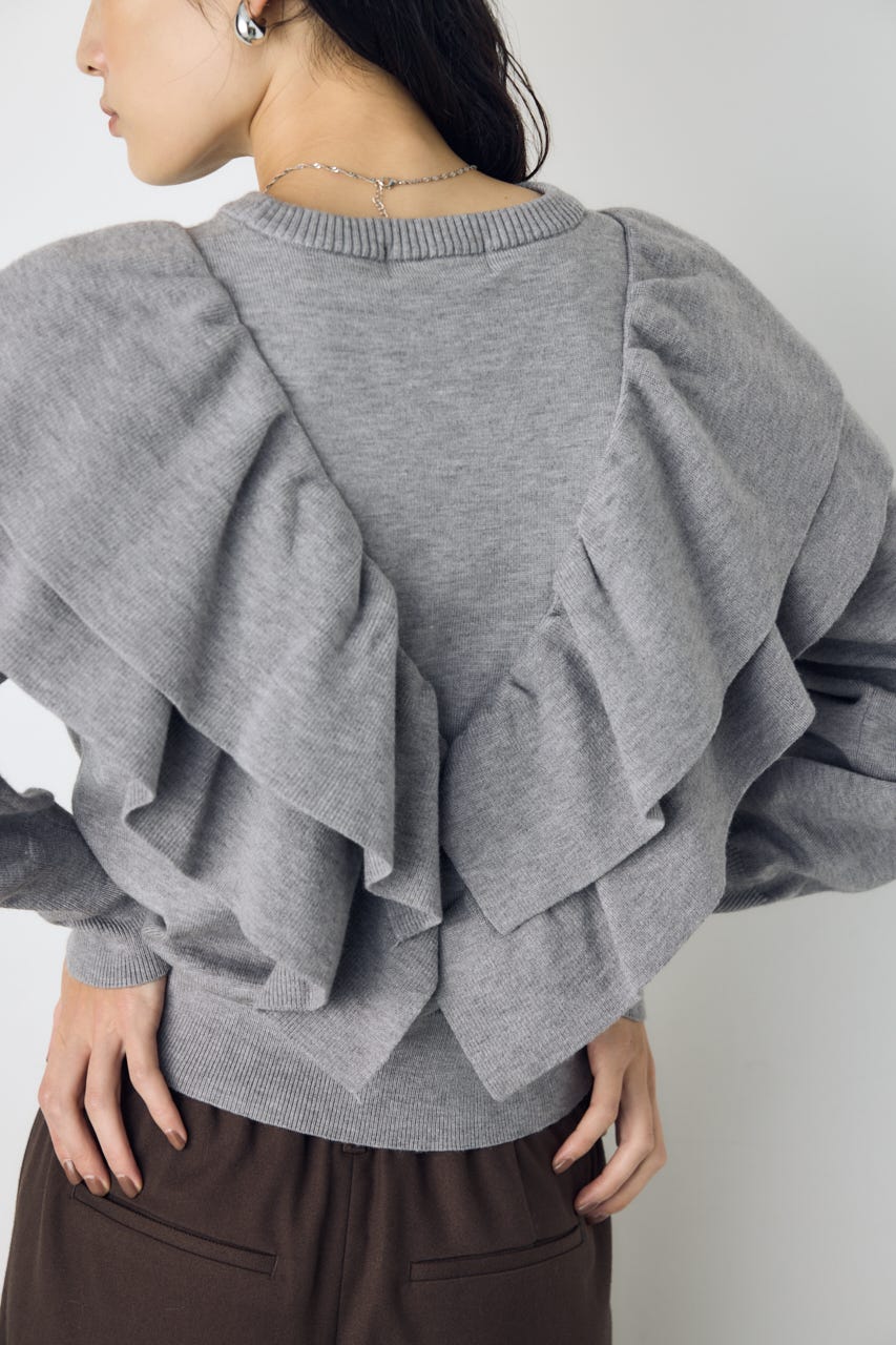 ラッフルショルダーニットトップス T.GRY FREE