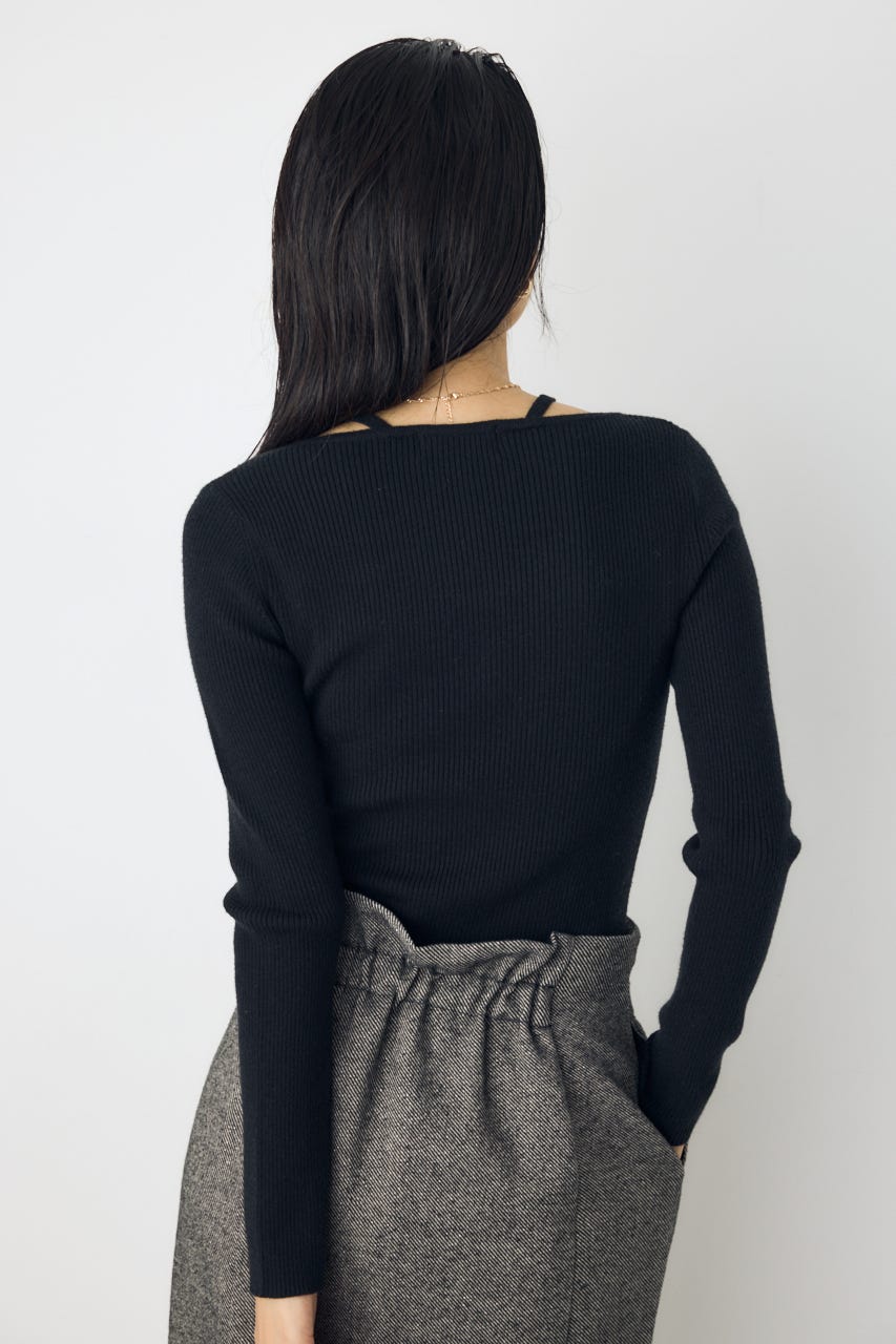 フェイクレイヤードニット BLK FREE