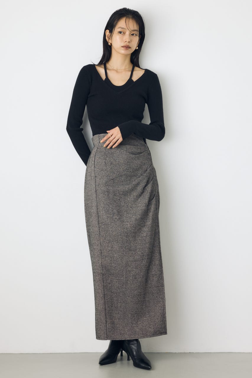 フェイクレイヤードニット BLK FREE