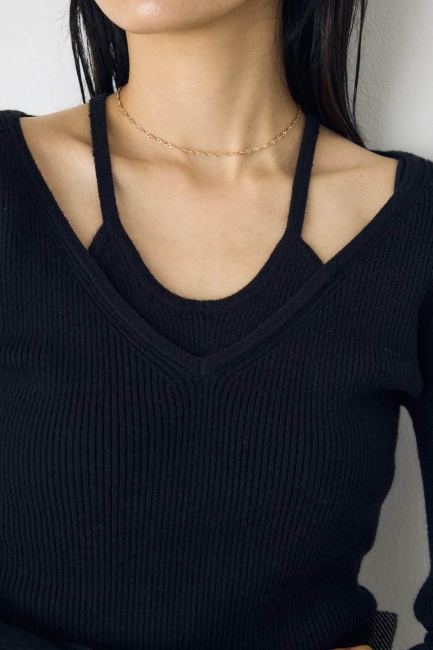 フェイクレイヤードニット BLK FREE