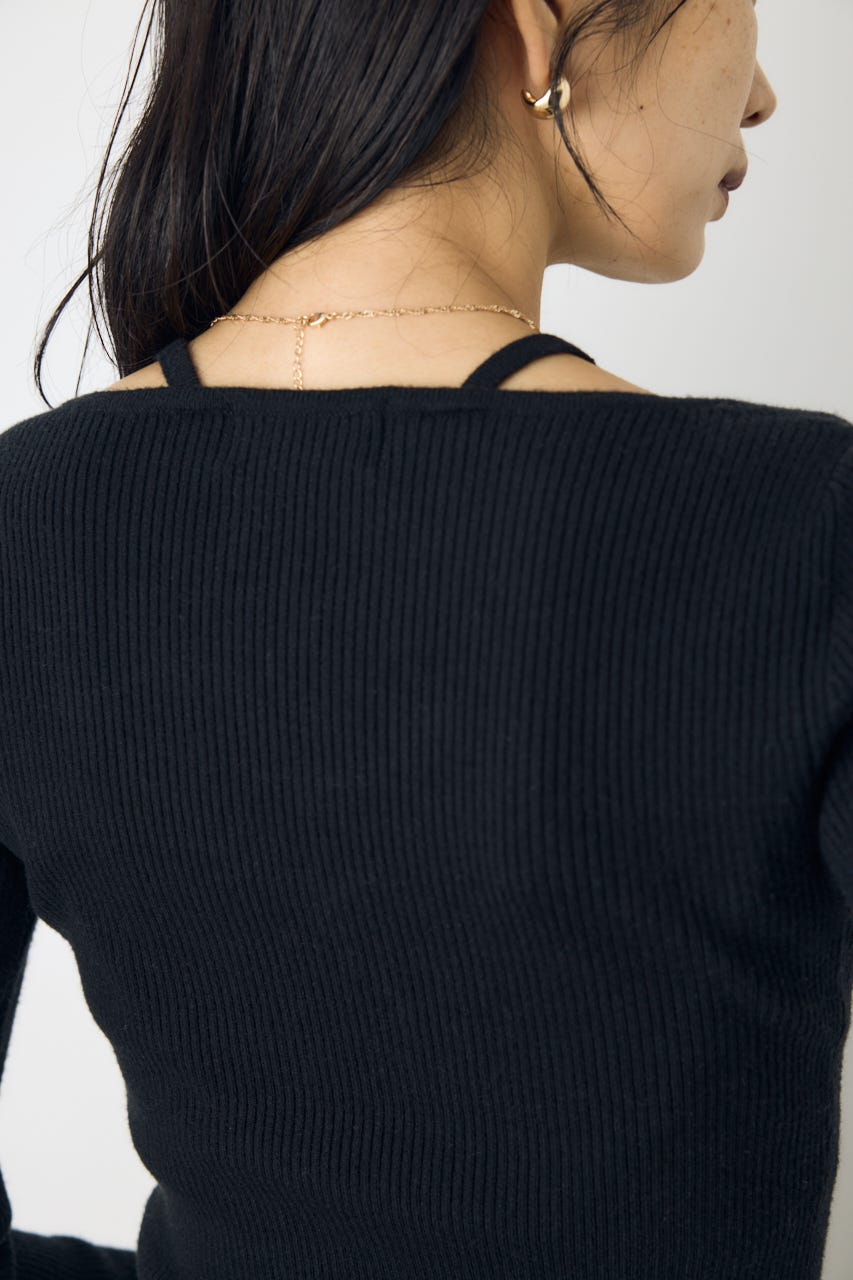 フェイクレイヤードニット BLK FREE