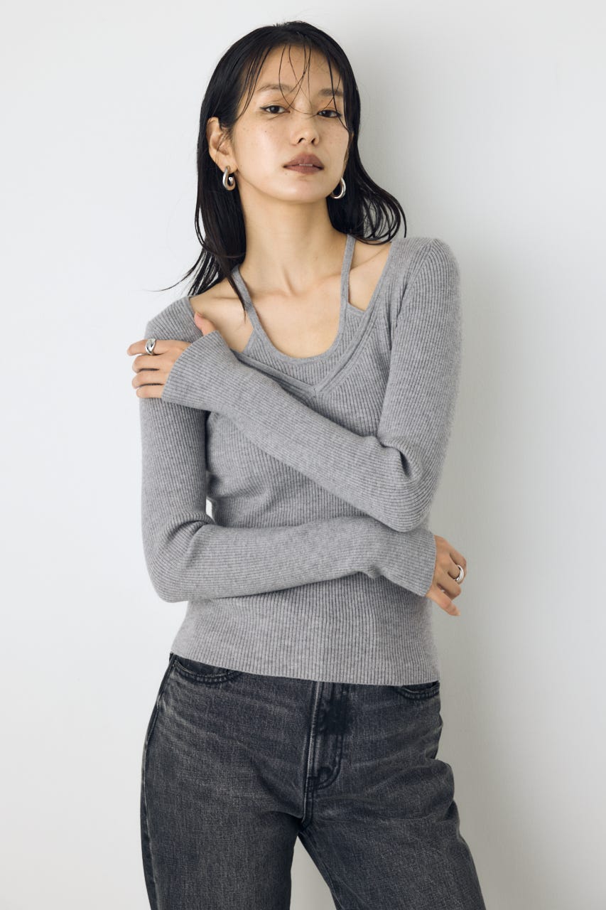 フェイクレイヤードニット T.GRY FREE
