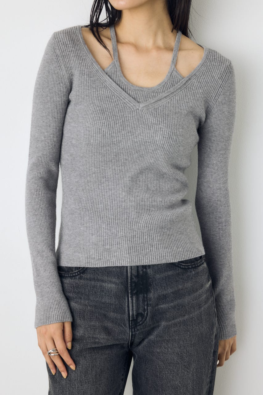 フェイクレイヤードニット T.GRY FREE