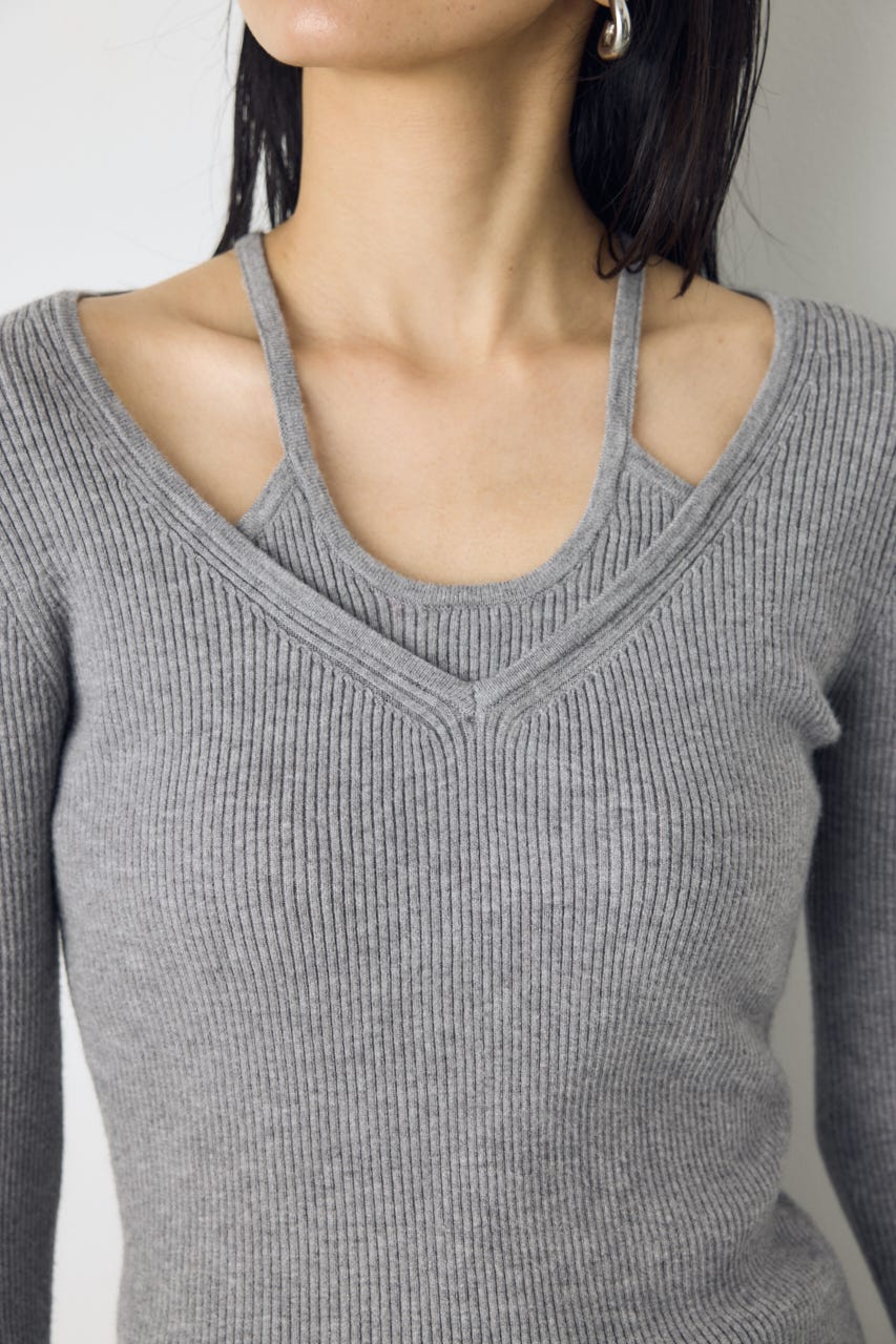 フェイクレイヤードニット T.GRY FREE