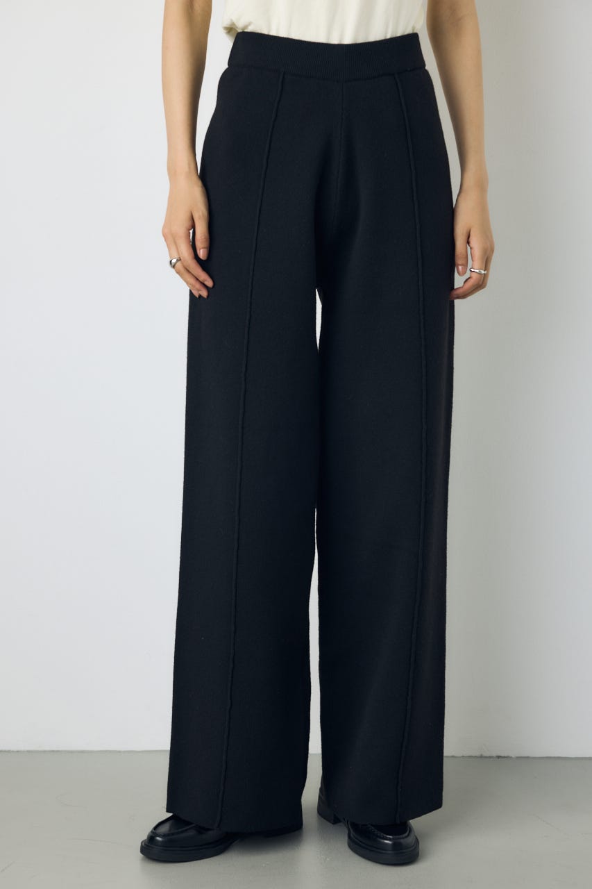 【AW先行アイテム】格上げニットワイドパンツ BLK S