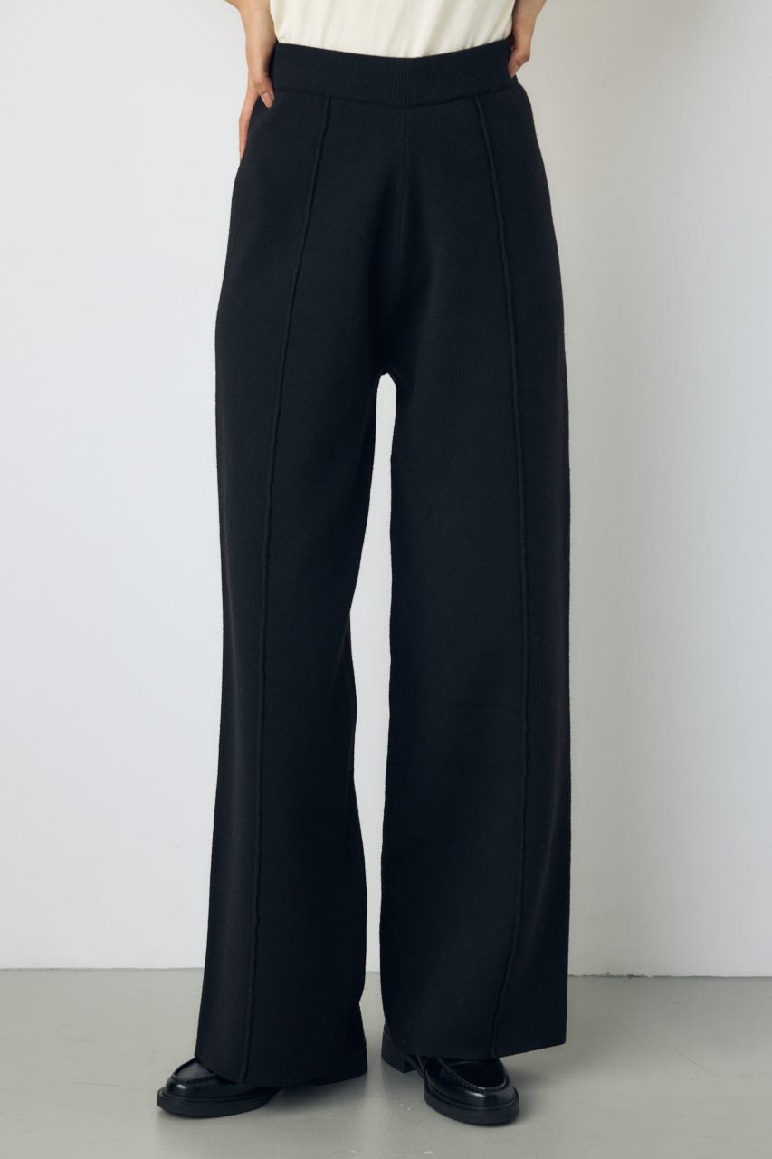 【AW先行アイテム】格上げニットワイドパンツ BLK S