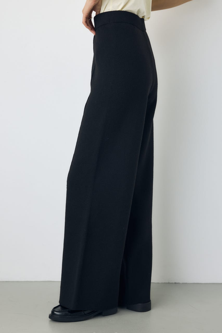 【AW先行アイテム】格上げニットワイドパンツ BLK S