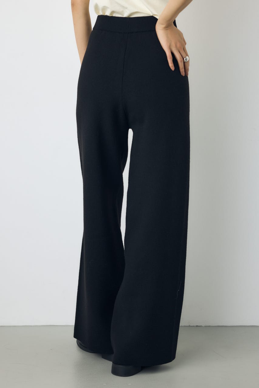 【AW先行アイテム】格上げニットワイドパンツ BLK S