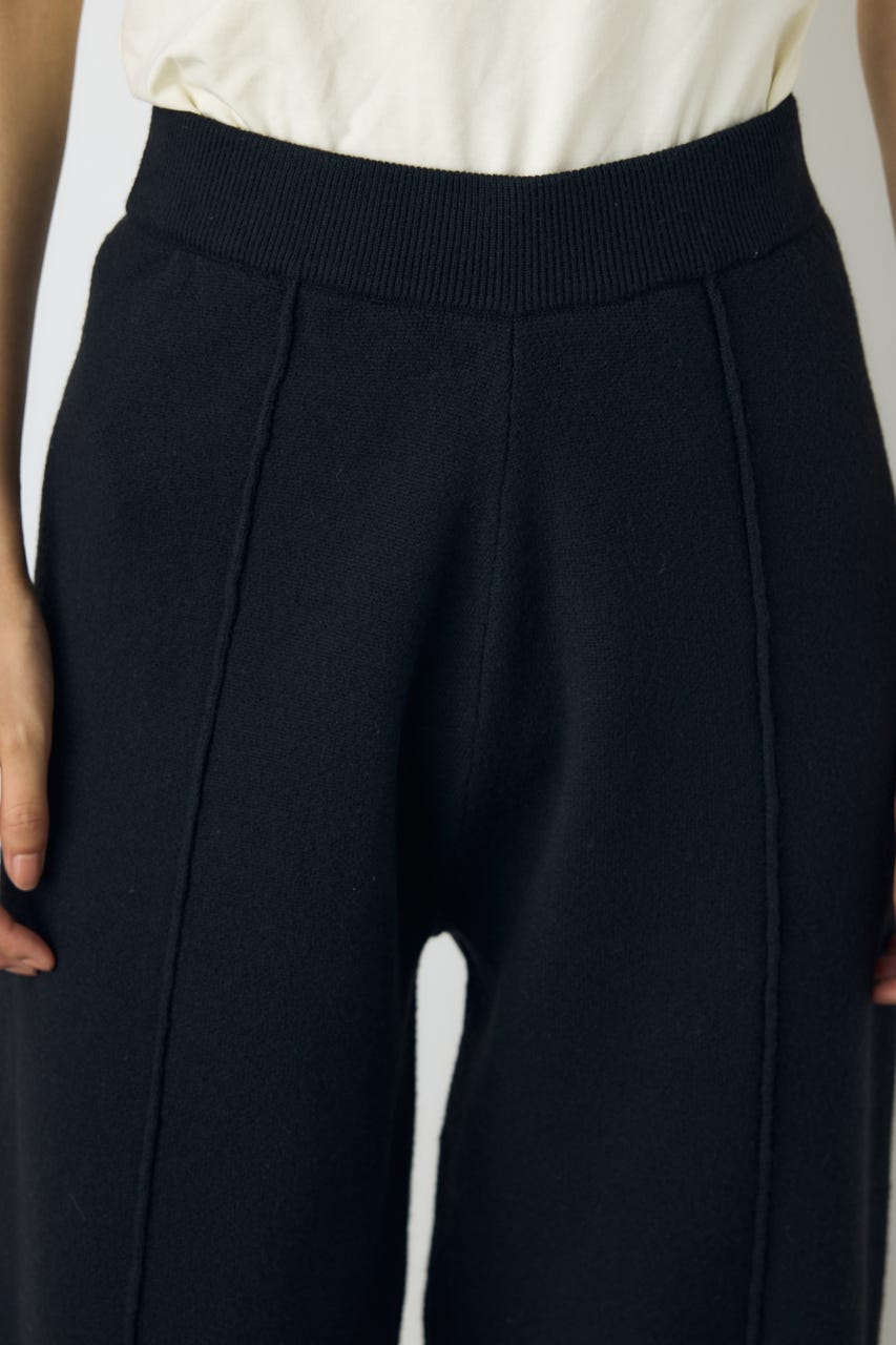 【AW先行アイテム】格上げニットワイドパンツ BLK S