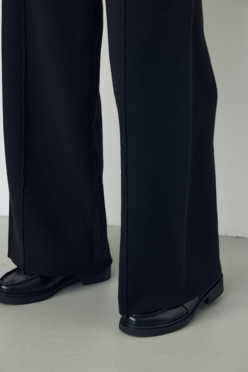 【AW先行アイテム】格上げニットワイドパンツ BLK S