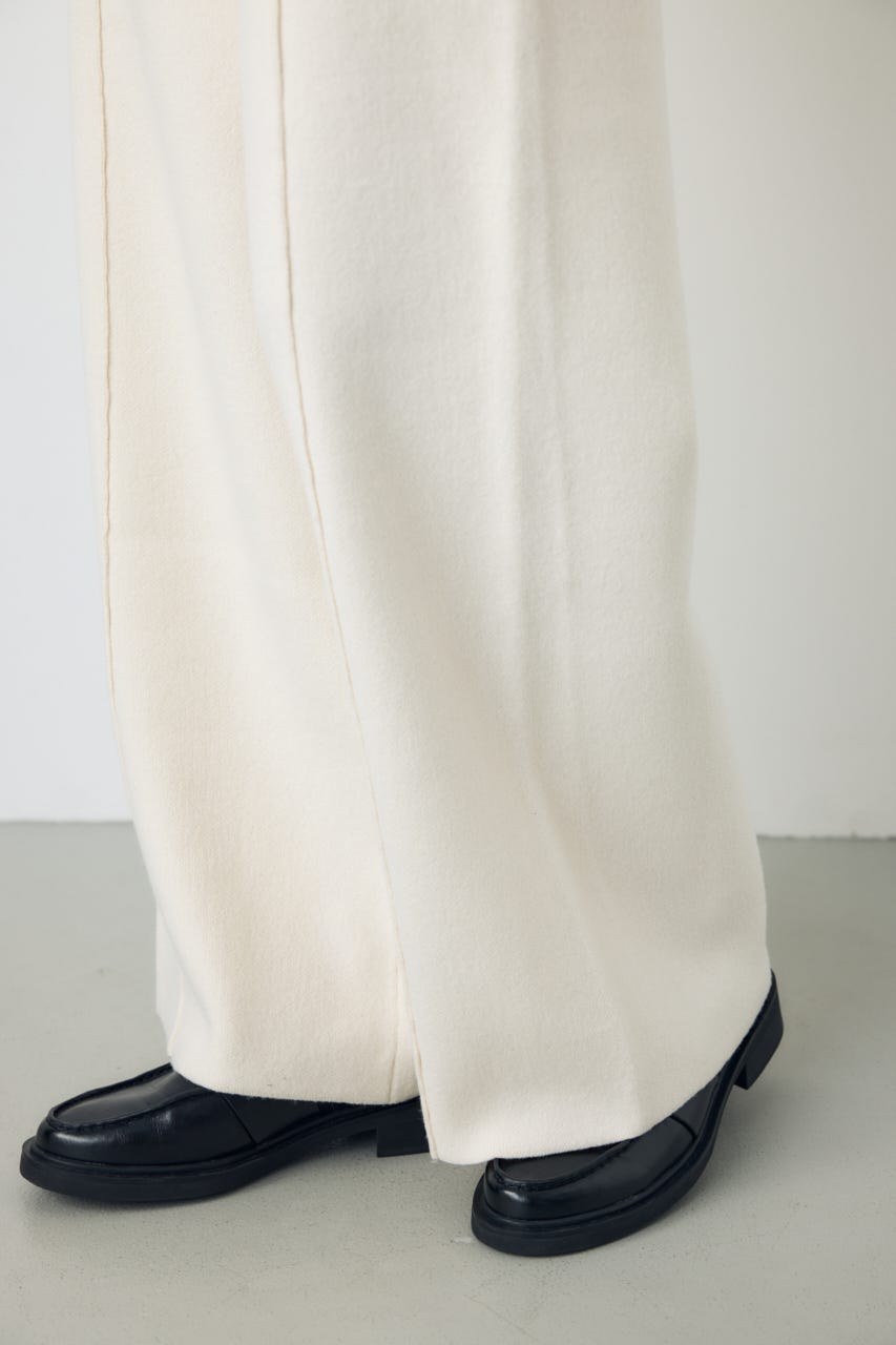 【AW先行アイテム】格上げニットワイドパンツ O/WHT S