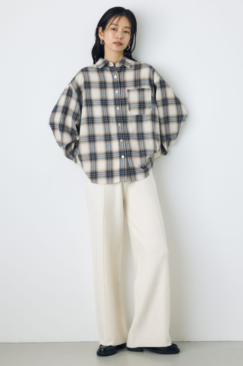 【AW先行アイテム】格上げニットワイドパンツ O/WHT S