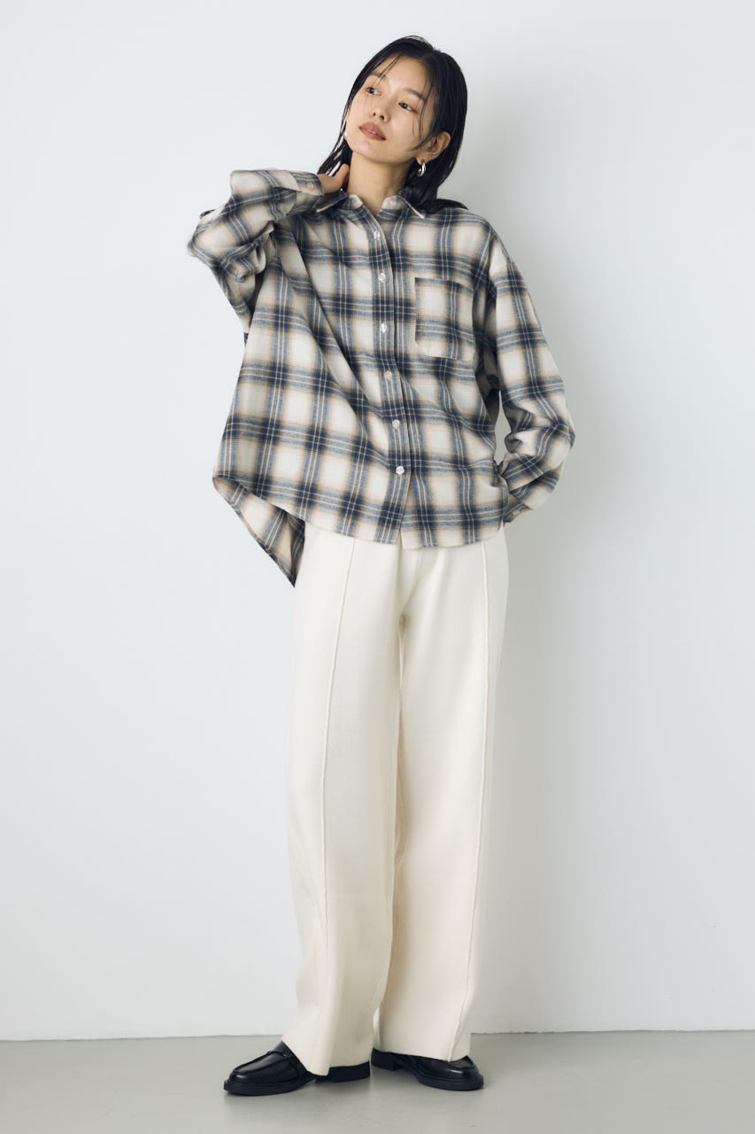 【AW先行アイテム】格上げニットワイドパンツ O/WHT S