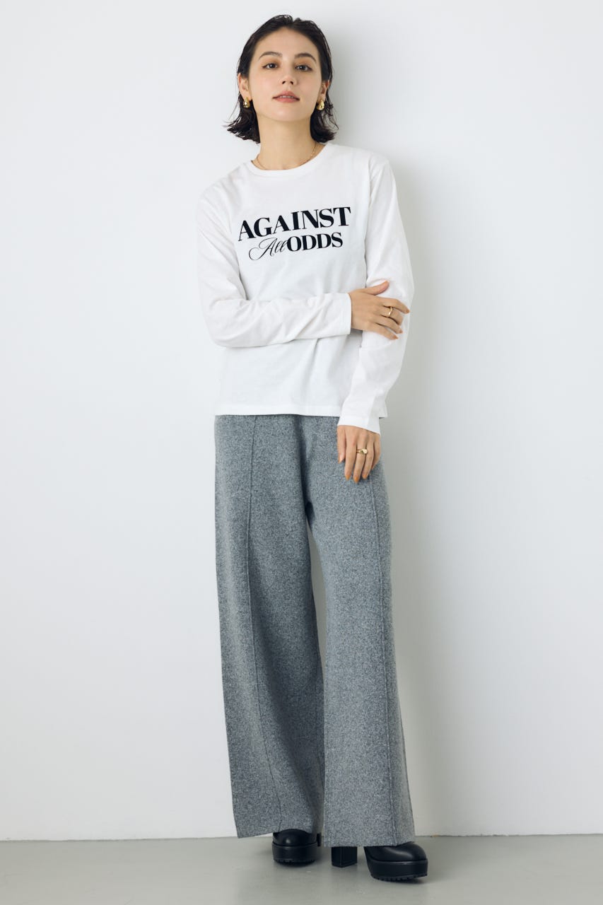 【AW先行アイテム】格上げニットワイドパンツ T.GRY M