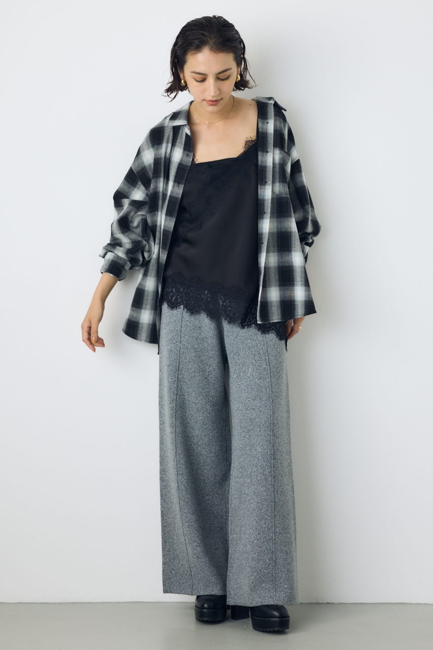 【AW先行アイテム】格上げニットワイドパンツ T.GRY M