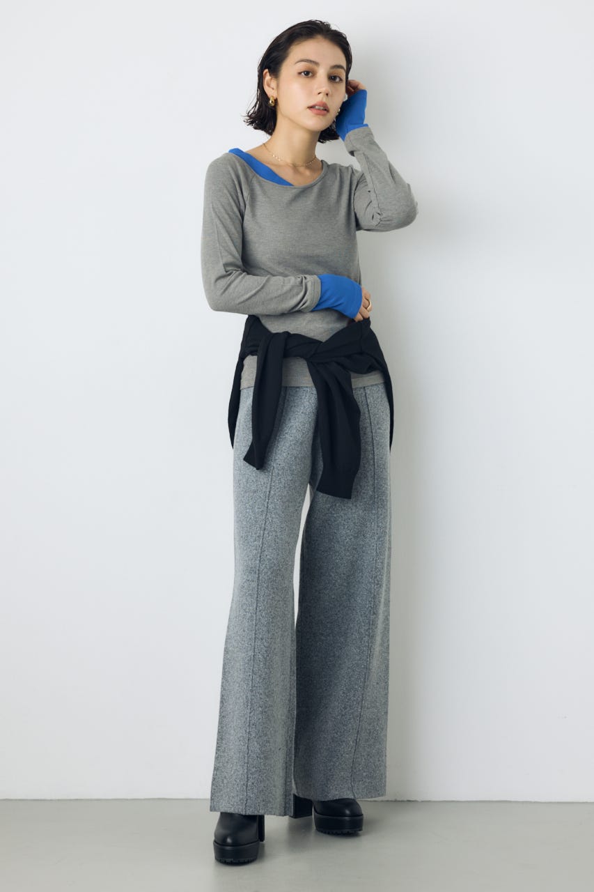 【AW先行アイテム】格上げニットワイドパンツ T.GRY M