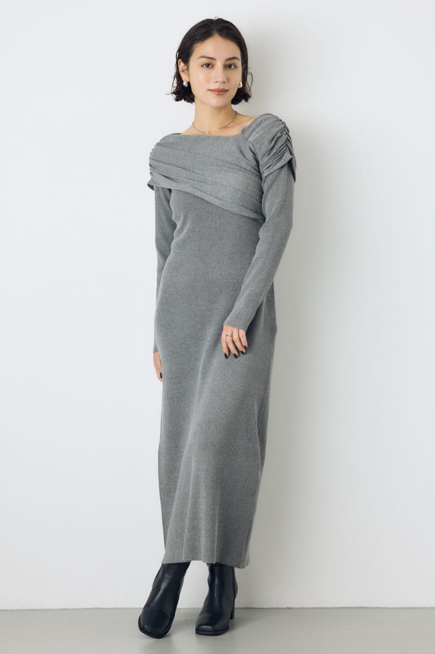 AZUL BY MOUSSY | アシンメトリーネックリブニットワンピース