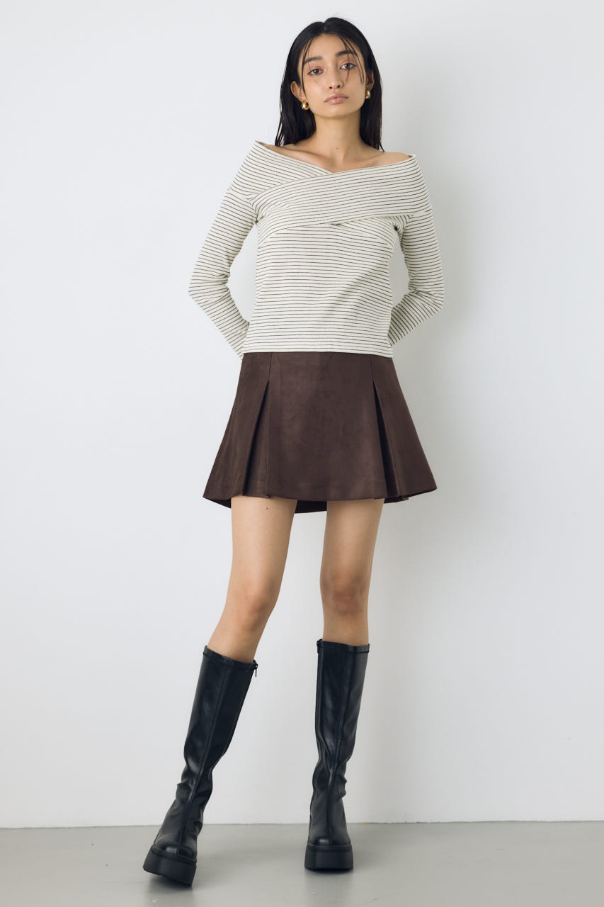 クロスデザイン長袖カットトップス 柄WHT FREE