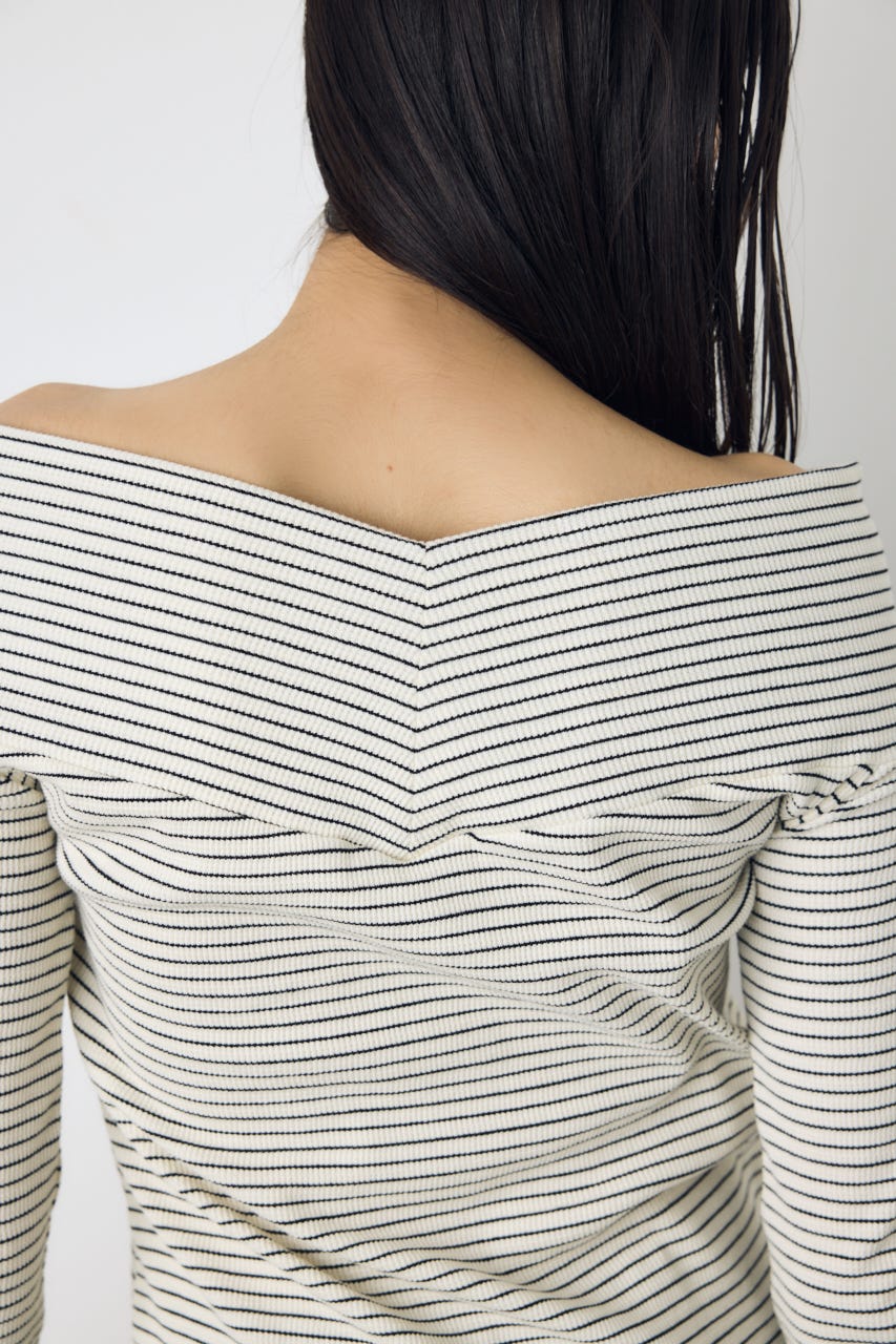 クロスデザイン長袖カットトップス 柄WHT FREE