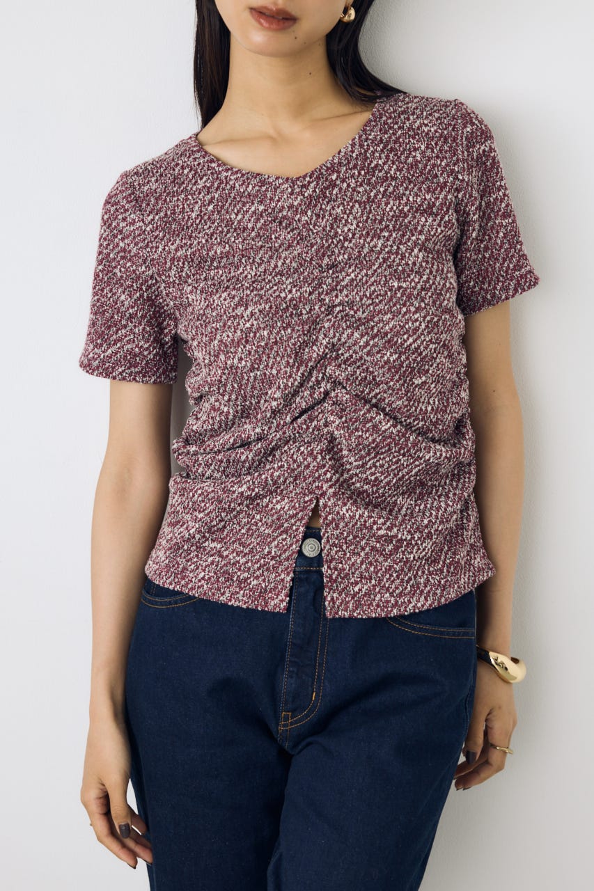 AZUL BY MOUSSY | カットツイードフロントギャザートップス (Tシャツ
