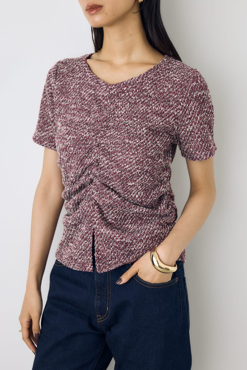 AZUL BY MOUSSY | カットツイードフロントギャザートップス (Tシャツ