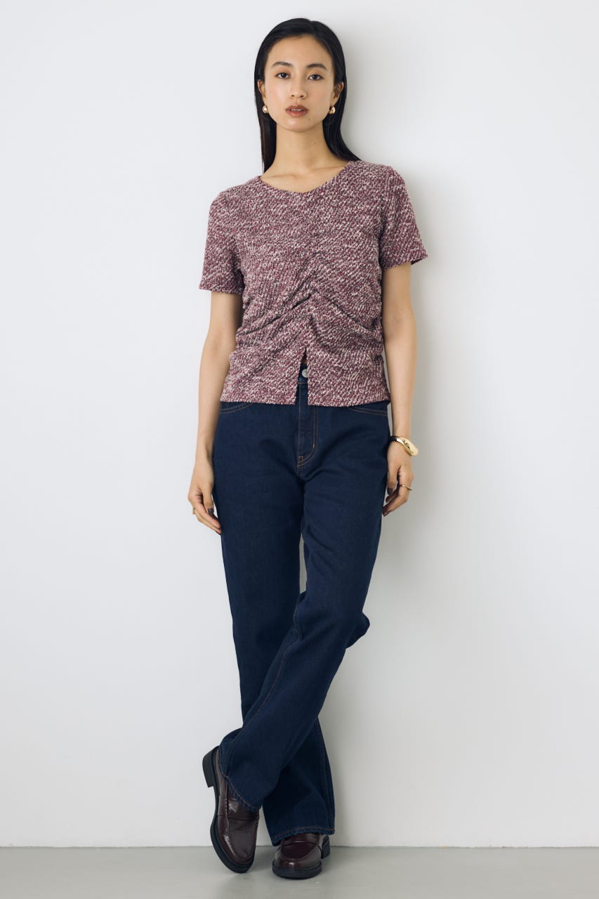 AZUL BY MOUSSY | カットツイードフロントギャザートップス (Tシャツ