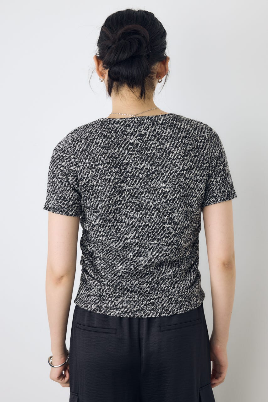 AZUL BY MOUSSY | カットツイードフロントギャザートップス (Tシャツ