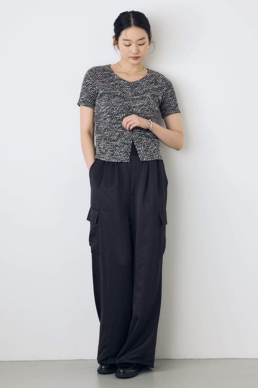 AZUL BY MOUSSY | カットツイードフロントギャザートップス (Tシャツ