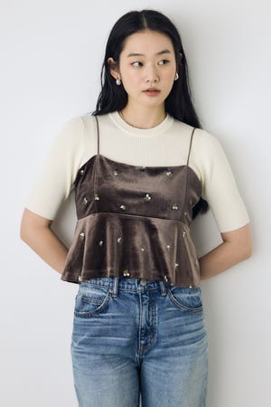 ベロア刺繍キャミソール