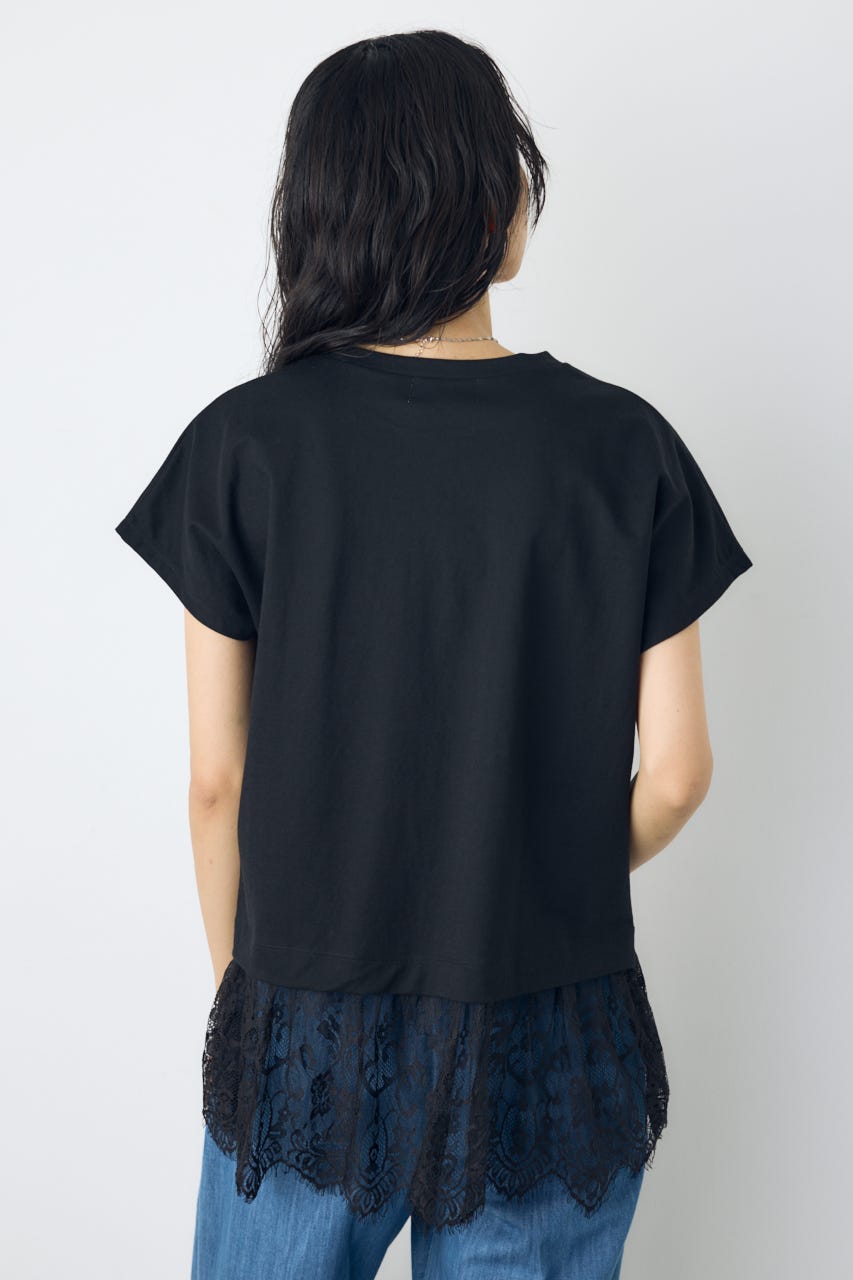 AZUL BY MOUSSY | 【接触冷感】裾レースドッキングトップス (Tシャツ