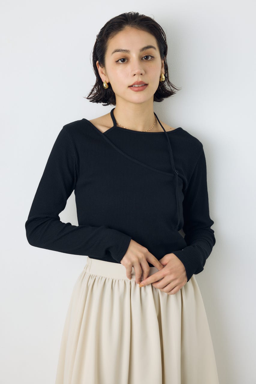 アシンメトリーフェイクレイヤードトップス BLK FREE