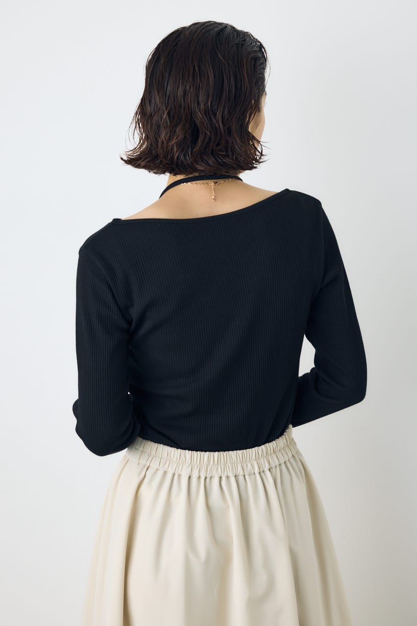 アシンメトリーフェイクレイヤードトップス BLK FREE