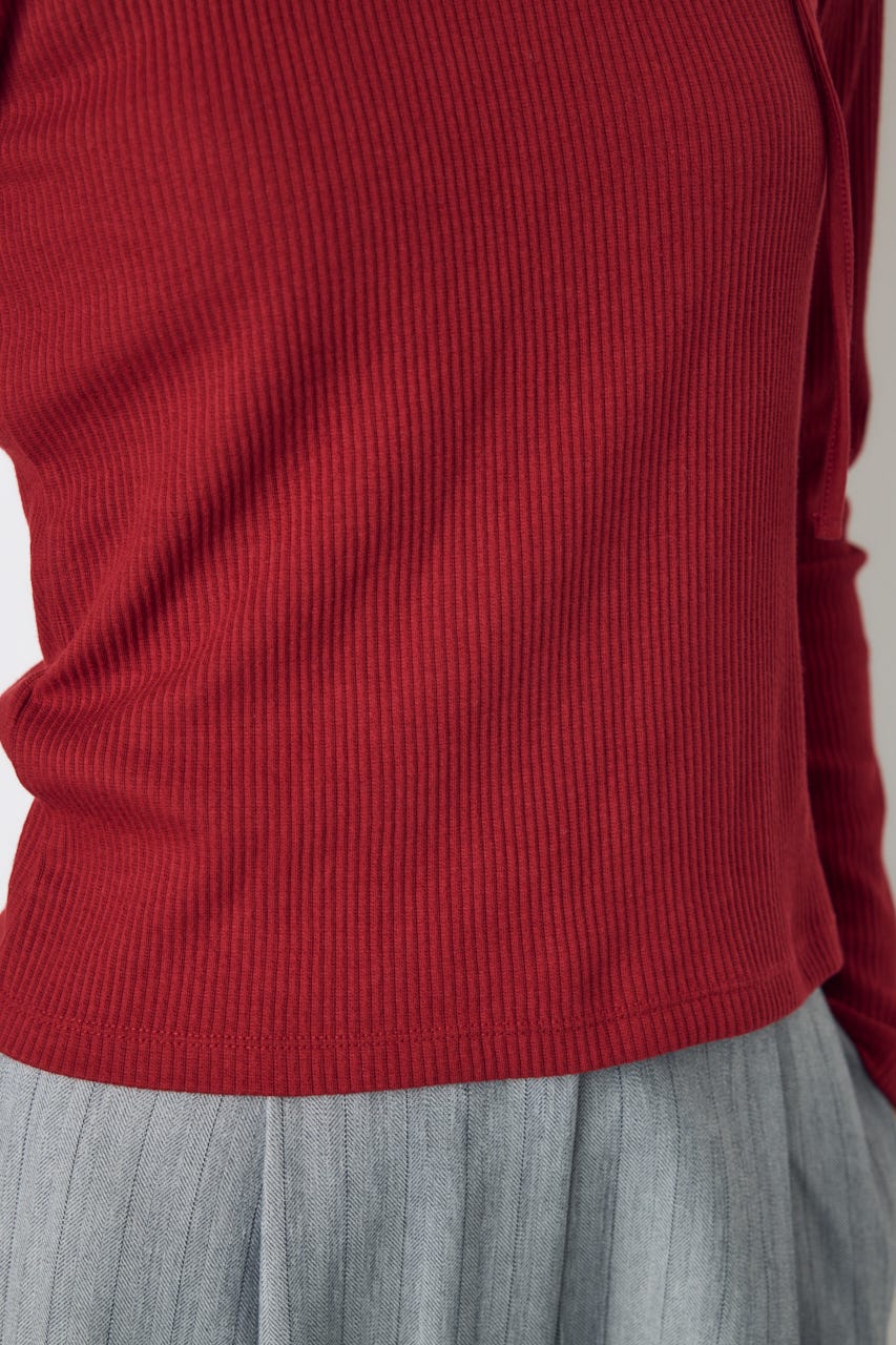 アシンメトリーフェイクレイヤードトップス RED FREE