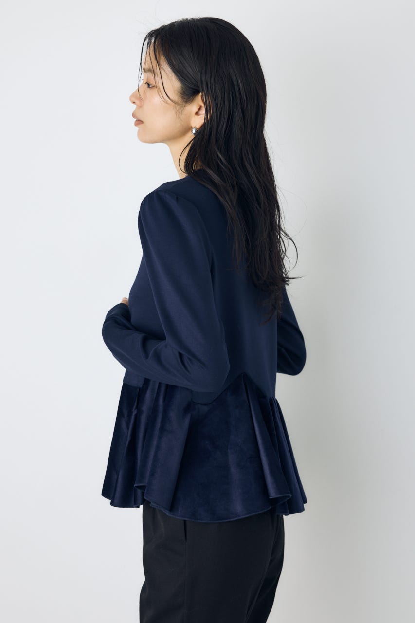 ベロアフリルヘムカットトップス NVY FREE