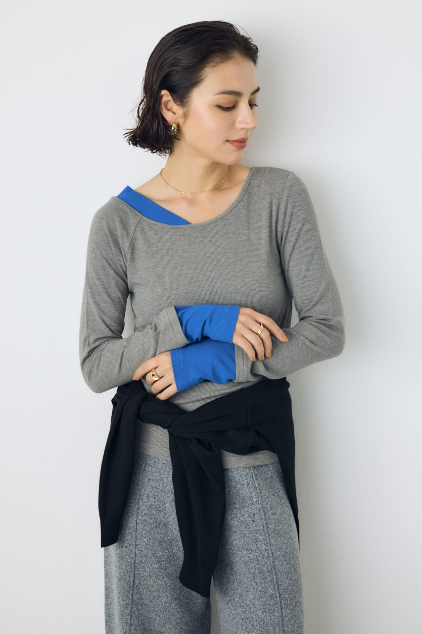 バイカラー長袖トップス T.GRY FREE