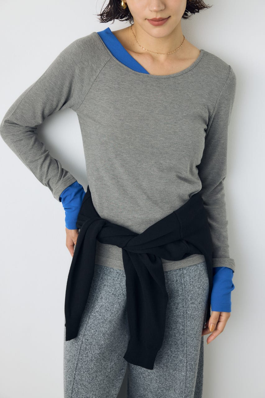 バイカラー長袖トップス T.GRY FREE