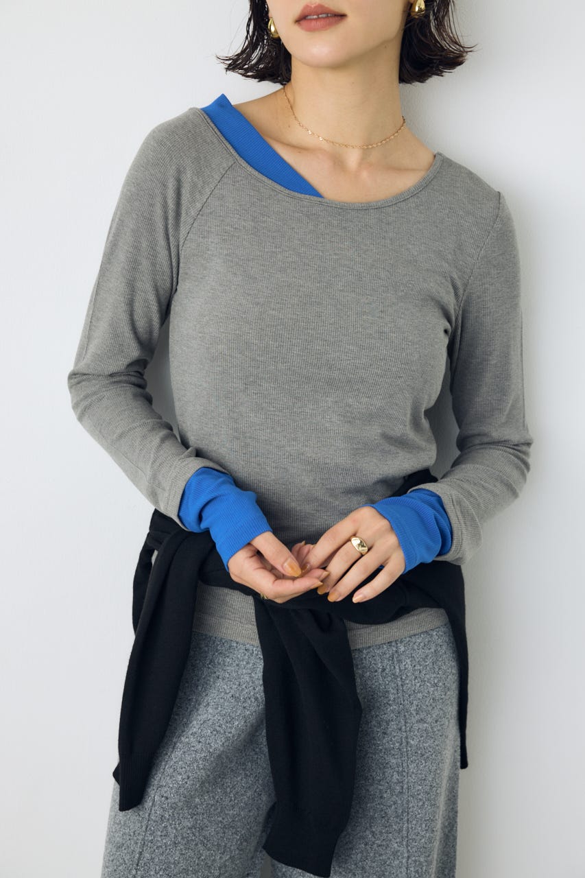 バイカラー長袖トップス T.GRY FREE