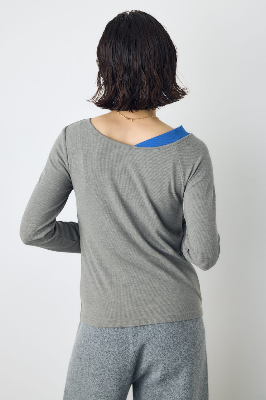バイカラー長袖トップス T.GRY FREE