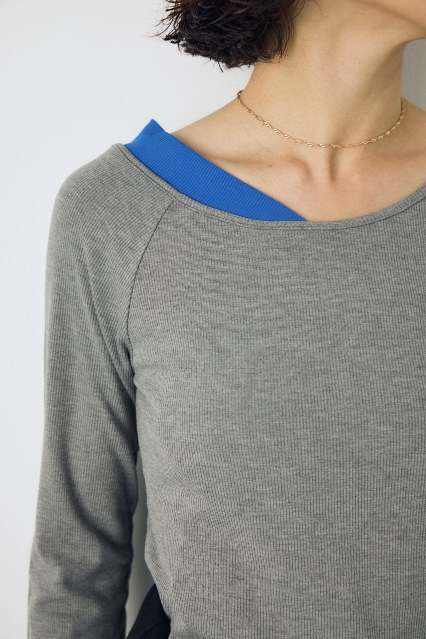 バイカラー長袖トップス T.GRY FREE
