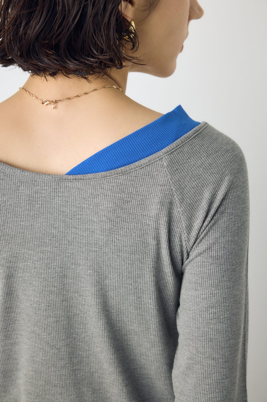 バイカラー長袖トップス T.GRY FREE