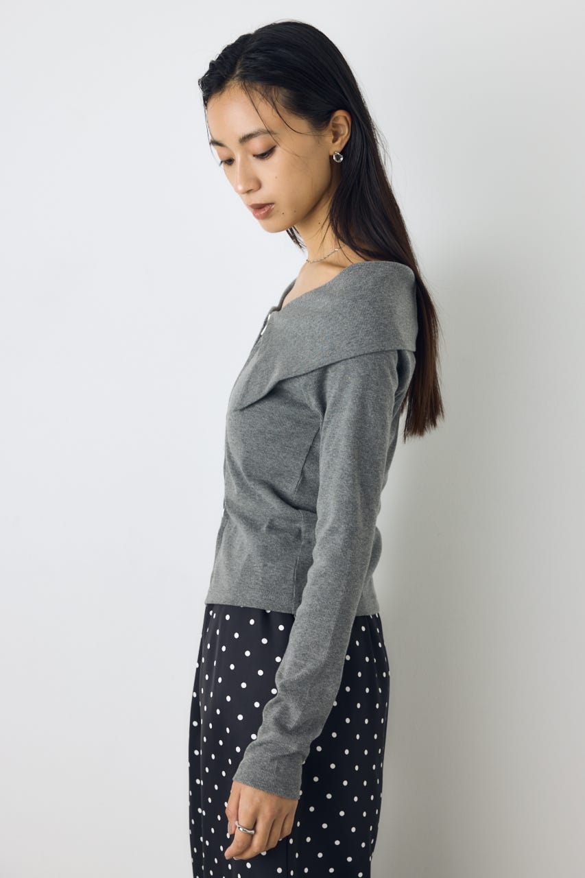 ダブルジップオフショル長袖トップス D/T.GRY FREE