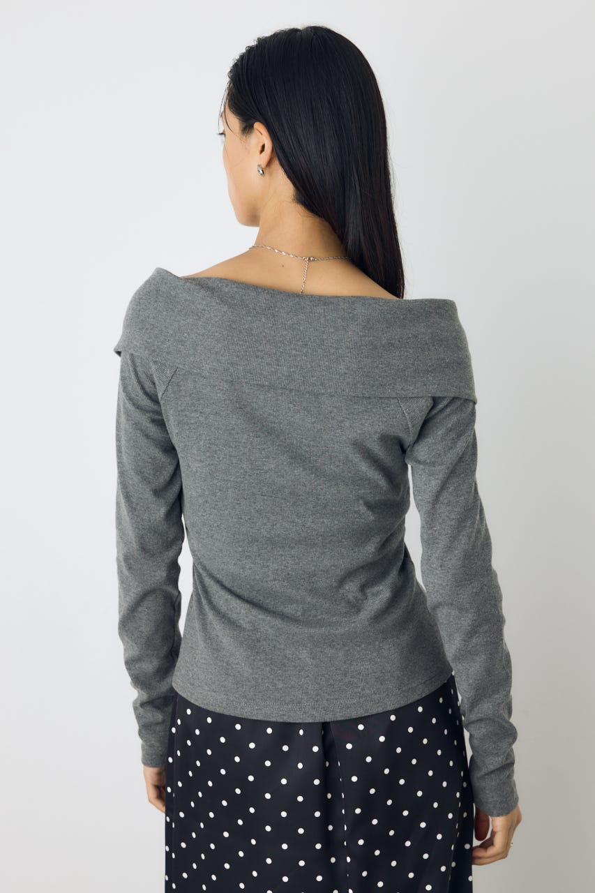 ダブルジップオフショル長袖トップス D/T.GRY FREE