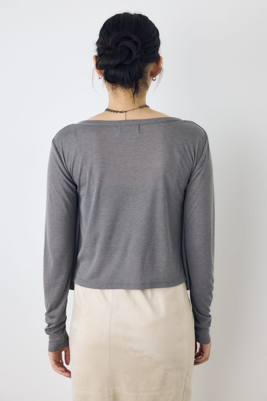 フロントギャザーレイヤードカットカーディガン T.GRY FREE