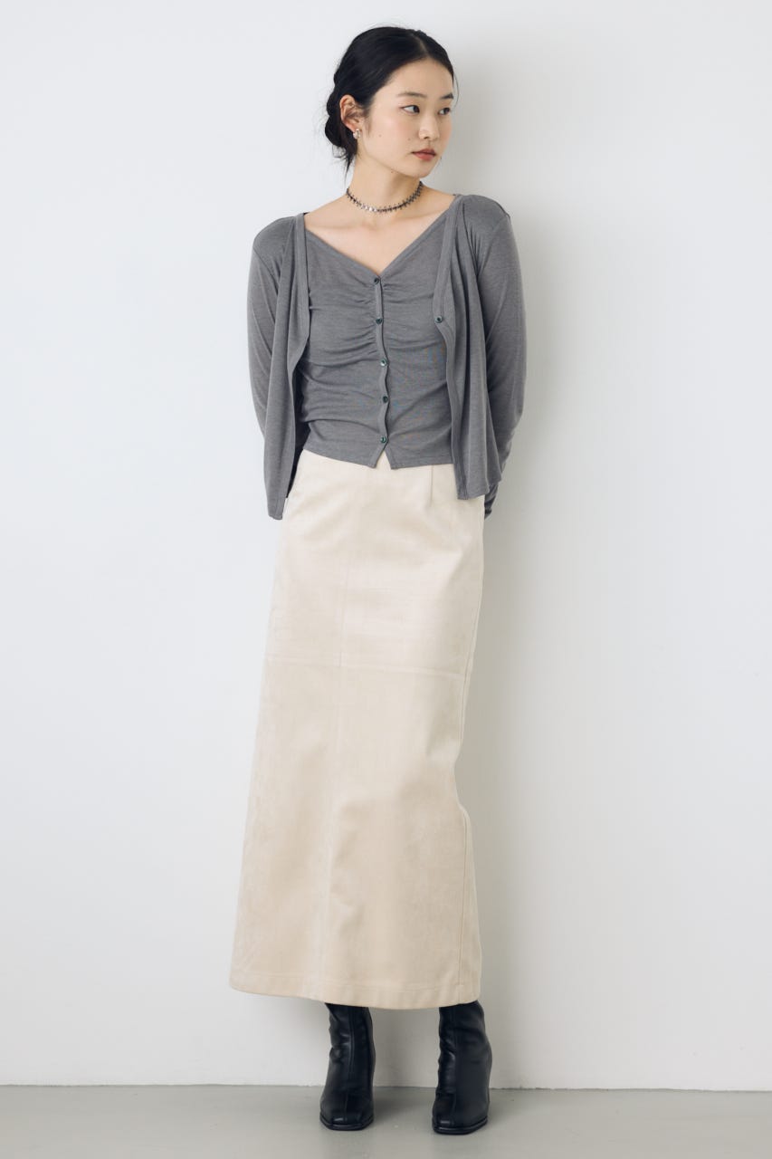 フロントギャザーレイヤードカットカーディガン T.GRY FREE