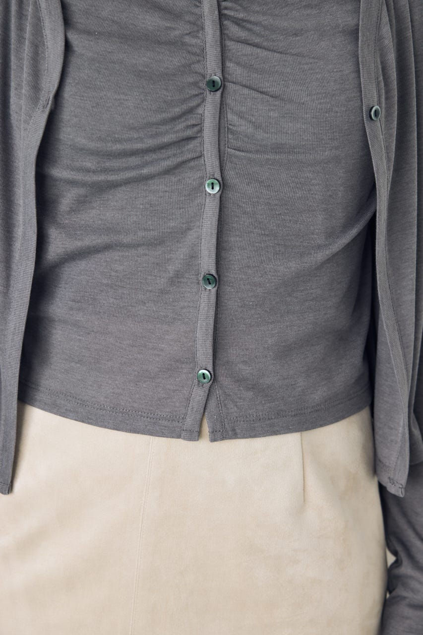 フロントギャザーレイヤードカットカーディガン T.GRY FREE