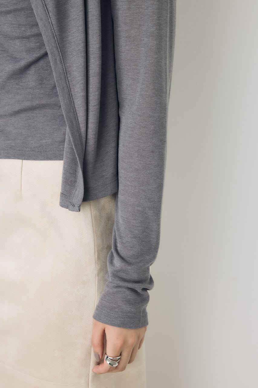 フロントギャザーレイヤードカットカーディガン T.GRY FREE